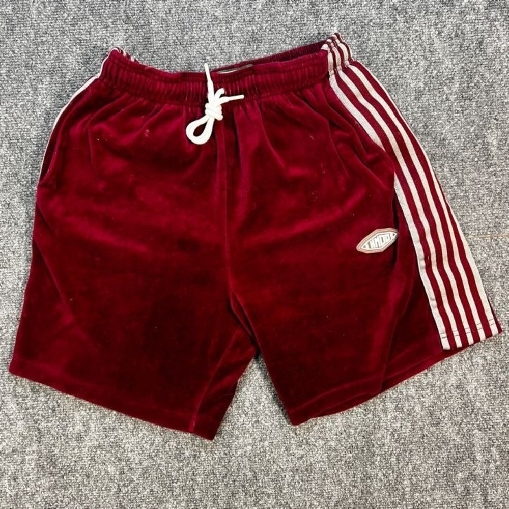 HMDD Happy Memories Dont Die Velour Speedy Sweat Shorts Me's Medium White Stripe